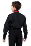 701-Y - Black Wing Tip Collar Pleated Tuxedo Shirt- Youth