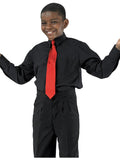 751-Y - Black Laydown Collar Non-Pleated Dress Shirt - Youth