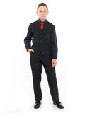 RILEY (Style #6710-Y) - Black Shirt, Vest, Tie Package with Pant - Youth