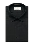 731-Y Black Laydown Collar Pleated Tuxedo Shirt - Youth